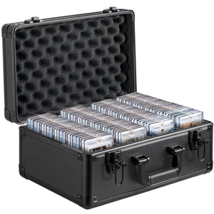 Graded Card Storage Box, 4 Slots, Graded Sports Cards Holder Carrying Case with Key Lock Foam Dividers, for 108 PSA Graded Cards 76 BGS Cards 84 SGC Cards 388 Top Loaders or 999+ Loose Cards